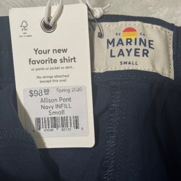 Marine Layer Allison Pant Navy Infill Elastic Waistband size Small 2 pockets new - Picture 6 of 13